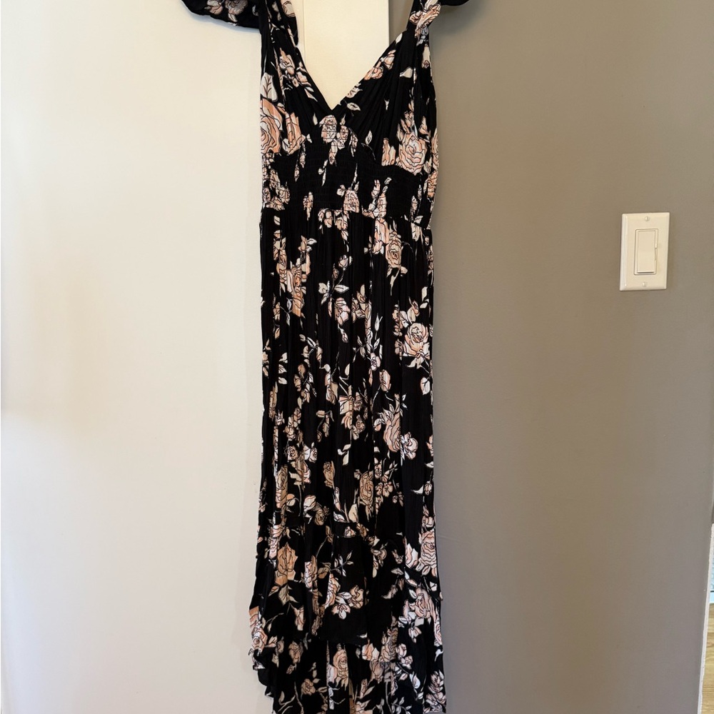 Angie Black and Pink Floral Maxi Dress